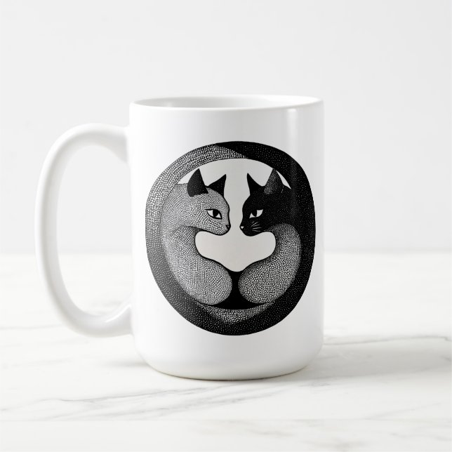 Mug 🐱 Chats Yin Yang Noirs Et Blancs Cadeau  (Gauche)