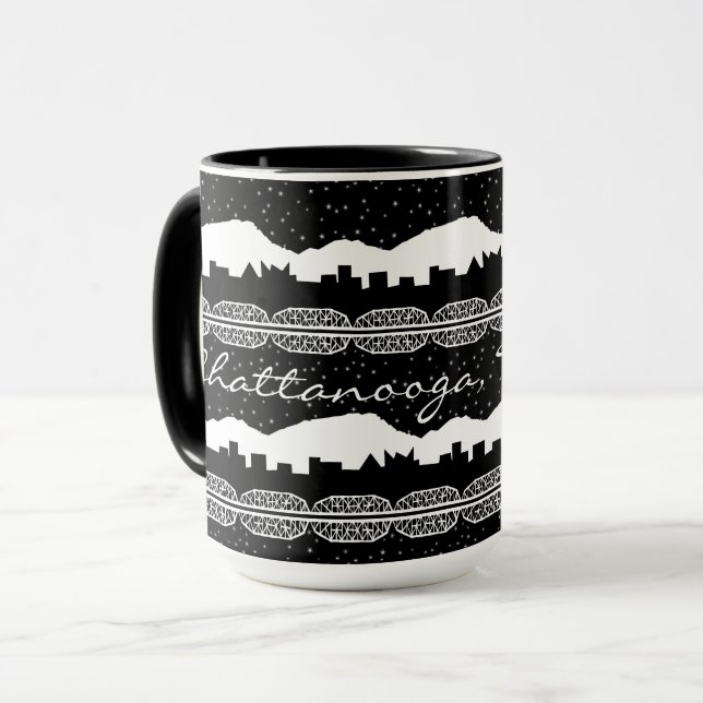 Mug Chattanooga Tennessee étoile noir et blanc (Devant gauche)