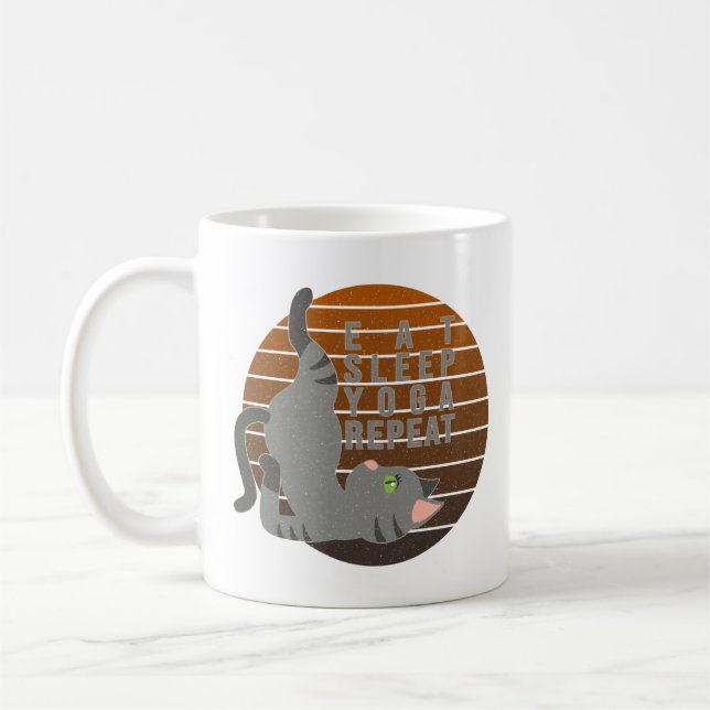 Mug Chatte drôle faisant du yoga. (Gauche)