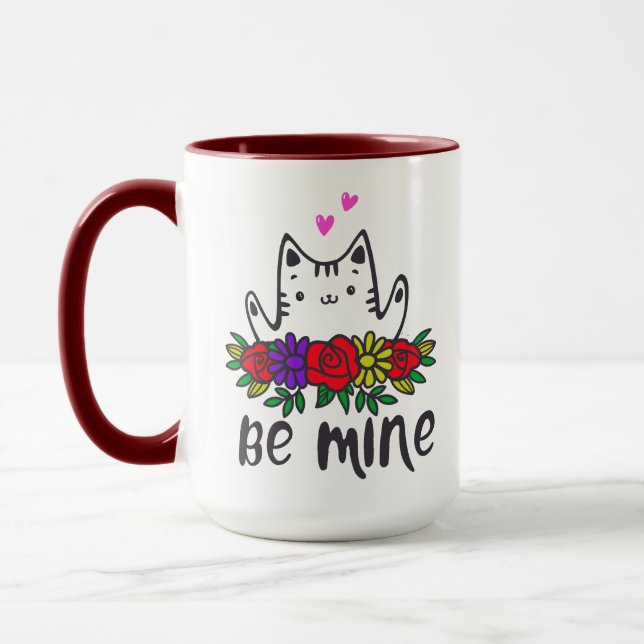 Mug chatte mignonne être mon amour câlins coeur valent (Gauche)