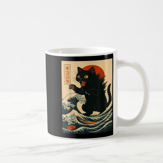 Mug Chatzilla Chat Art Japonais Drôle de Chat Pour Hom (Droite)