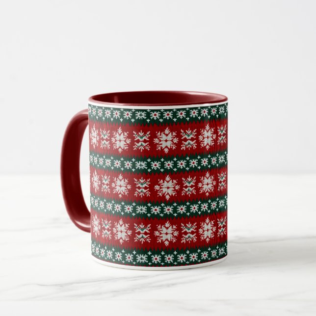 Mug Chaud de Noël moche Rouge et vert (Devant gauche)