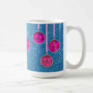 Mug Chaude Baies de Noël Pailleté Bleu Rose Fushia