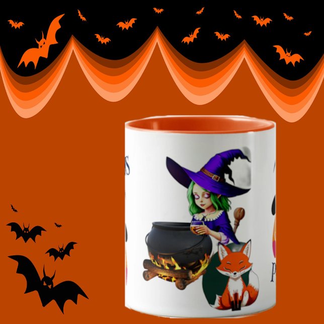Mug Chaudière Magique Hocus Pocus | Sorcière avec Rena (Hocus Pocus Magic Cauldron Witch Hat Fox Pumpkin Mug)