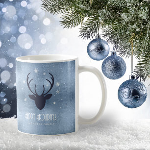 Mug Chauffeurs de cerfs Silhouette & Snowflakes Blue I