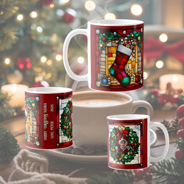Mug Chaussette rouge faux vitrail (Créateur téléchargé)