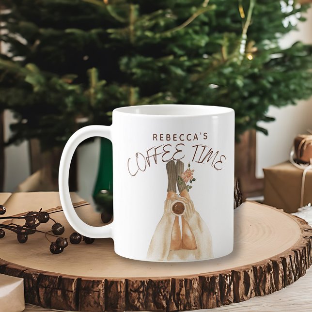 Mug Chaussettes de temps de café cosy aquarelle de vac (Créateur téléchargé)