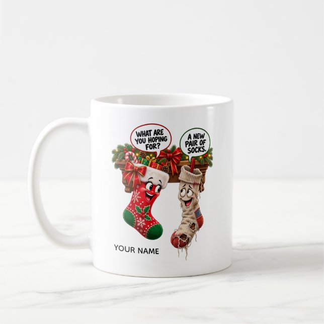 Mug Chaussettes drôles de Noël (Gauche)