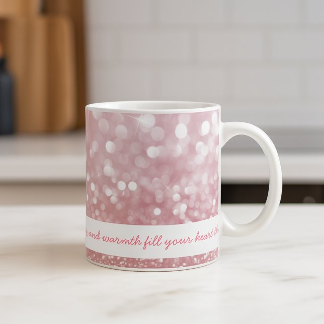Mug Chaussure de Noël classique personnalisée rose éti (Pink Sparkling Bokeh Warmth Motif Coffee Mug)
