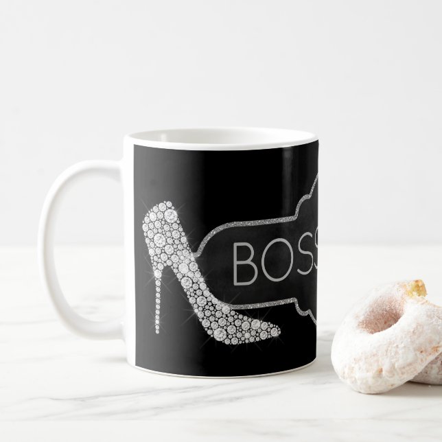 Mug Chaussures argentées de talon haut de diamant de (Avec donut)
