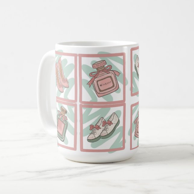 Mug Chaussures et parfum Amoureux de chaussures Couleu (Devant gauche)