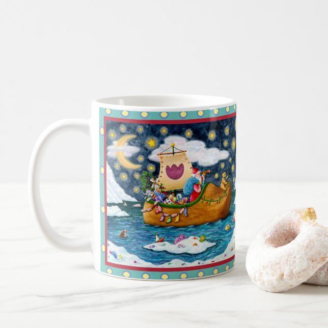 MUG CHAUSSURES NÉERLANDAISES PÈRE NOËL SHIP, ICEBERGS, (Avec donut)