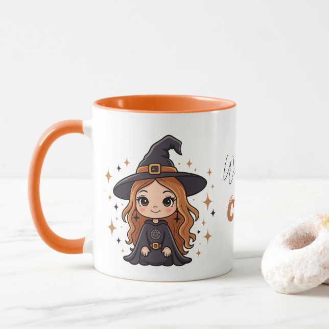 Mug Chauve sorcière d'Halloween | Éffrayant adorable (Avec donut)