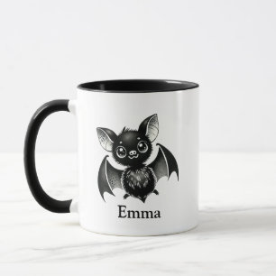 Mug Chauve-souris effrayante mignonne, aquarelle, Hall