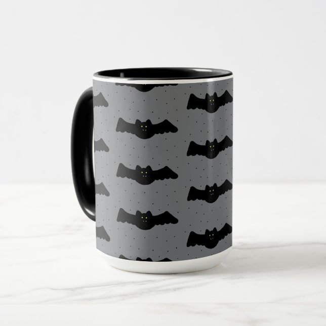 Mug Chauves-souris grises et noires d'Halloween (Devant gauche)