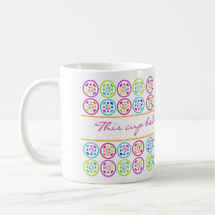 Mug chaux, turquoise, lilas et roses cercle motifs
