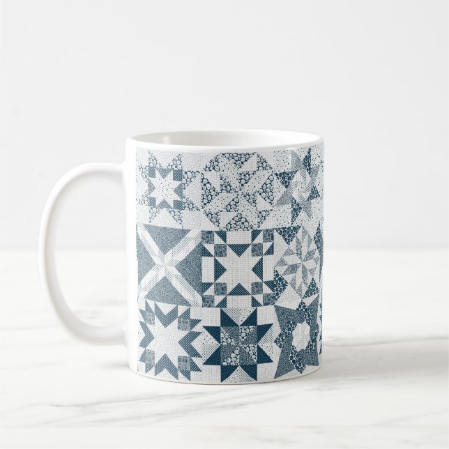 Mug Cheater Traditionnel Patchwork Stars Quilt Blue (Gauche)