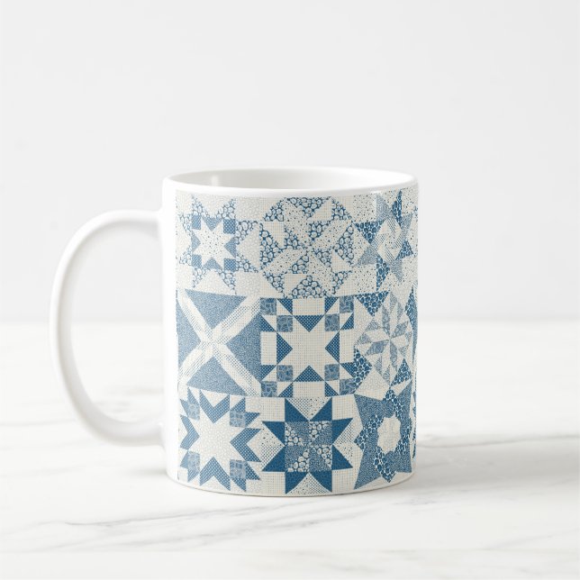 Mug Cheater Traditionnel Patchwork Stars Quilt Blue (Gauche)
