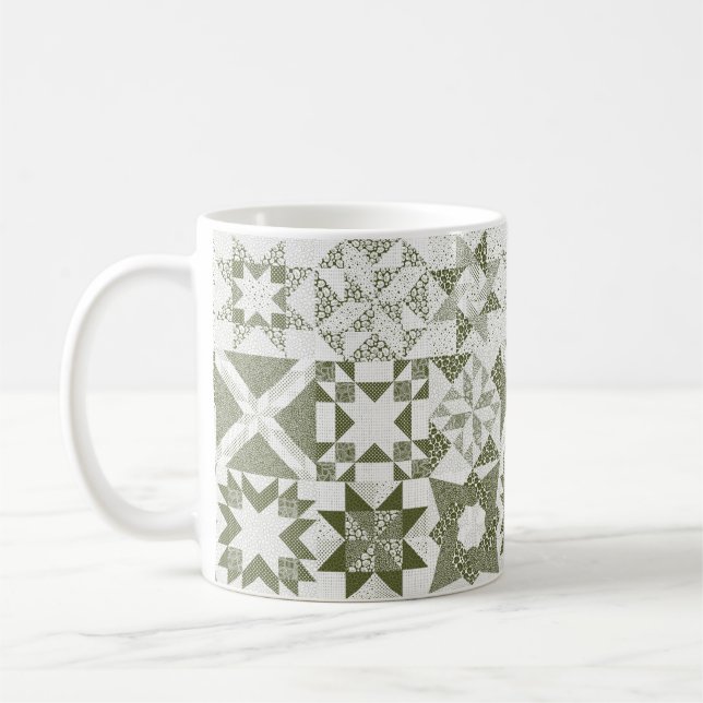 Mug Cheater Traditionnel Patchwork Stars Quilt Green (Gauche)
