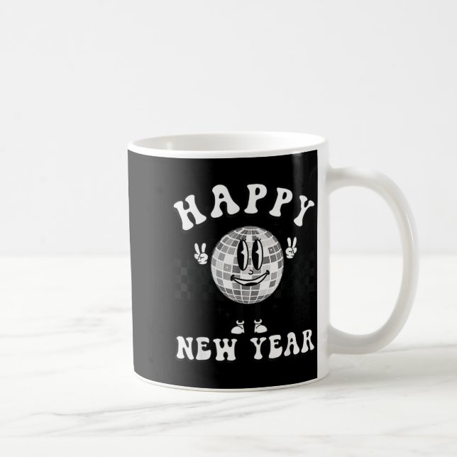 Mug Checkered Happy New Year 2026 Disco Ball New Year  (Droite)