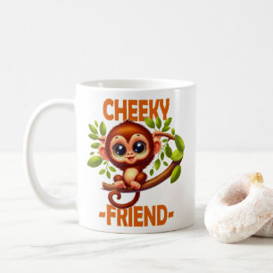 Mug Cheeky Friend pun Cute Baby Monkey sur dessin anim