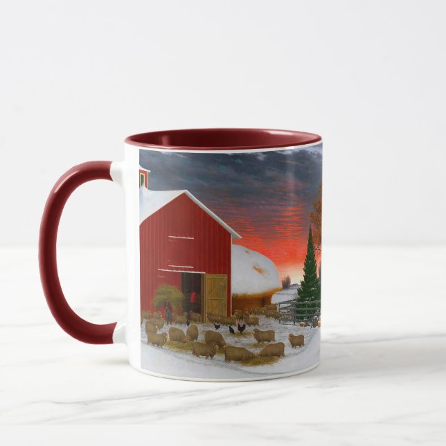 Mug Cheep Farm Barnyard en hiver Horatio Shaw 1885 (Gauche)