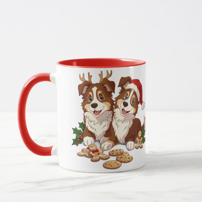 Mug Cheepdogs de Noël Shetland (Gauche)