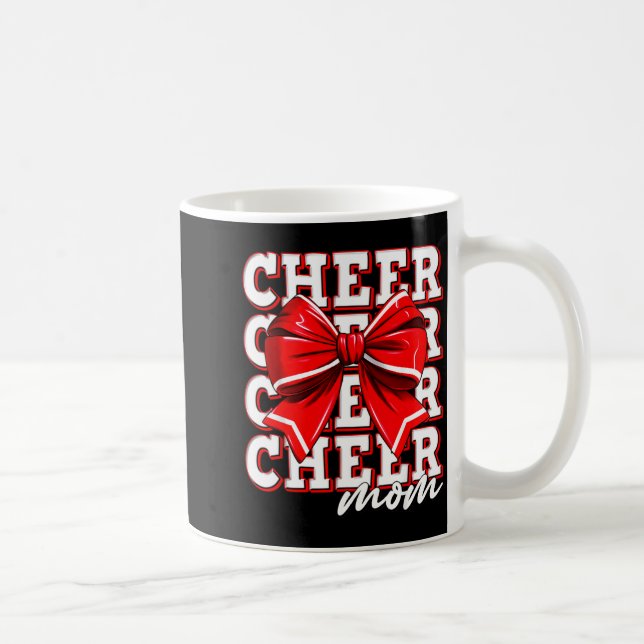 Mug Cheer Mom Cheerleader Bow Biggest Fan Red Team  (Droite)
