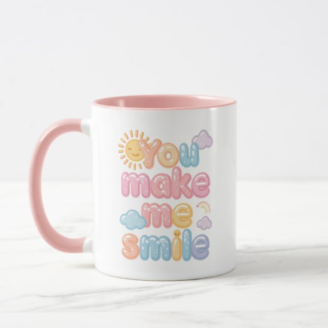 Mug Cheerful "You Make Me Smile" Bubble Font (Gauche)