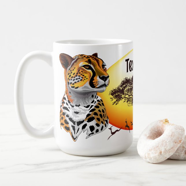 Mug Cheetah African Feline Wild Animal (Avec donut)