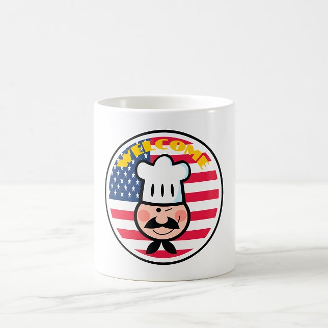 Mug Chef de bienvenue avec drapeau américain (Créateur téléchargé)