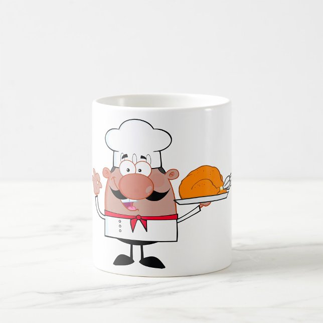 Mug Chef de dessin animé tenant la Turquie rôtie (Créateur téléchargé)