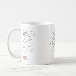 Mug Chef De Fleurs Art, Line Art Femme Avec Fleurs,
