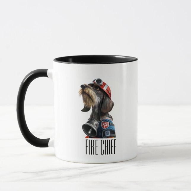 Mug Chef des pompiers Cheveux de fil Dachshund (Gauche)