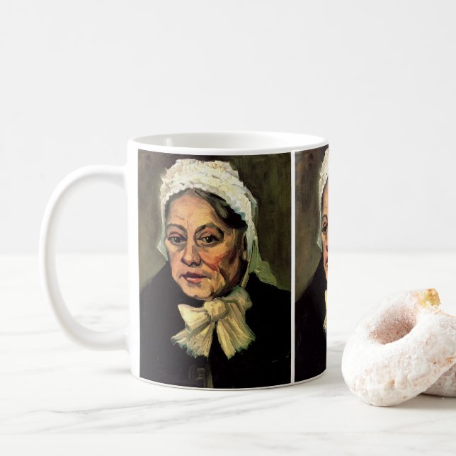 Mug Chef d'une vieille femme Casquette blanche par Vin (Avec donut)