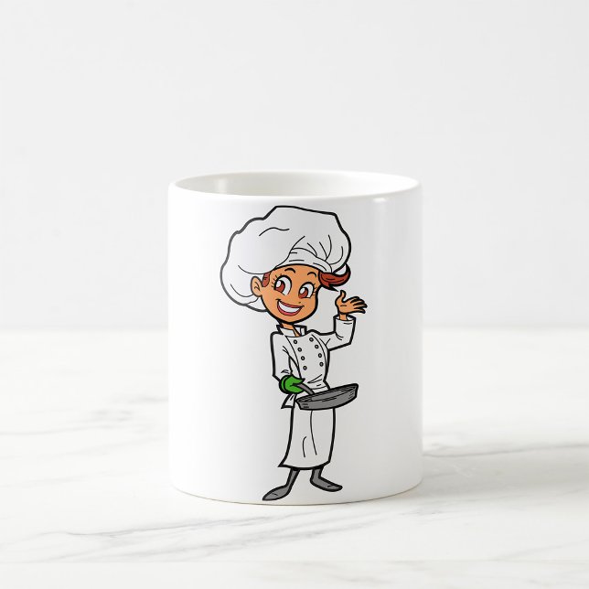 Mug Chef Féminine Avec Un Poêle À Friture (Créateur téléchargé)