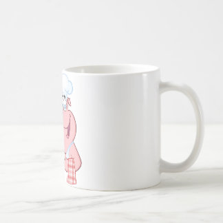 Mug Chef heureux de porc tenant un signe de plateau