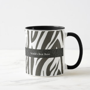 Mug Chef : "Meilleur Patron du monde" Zebra Stripes G