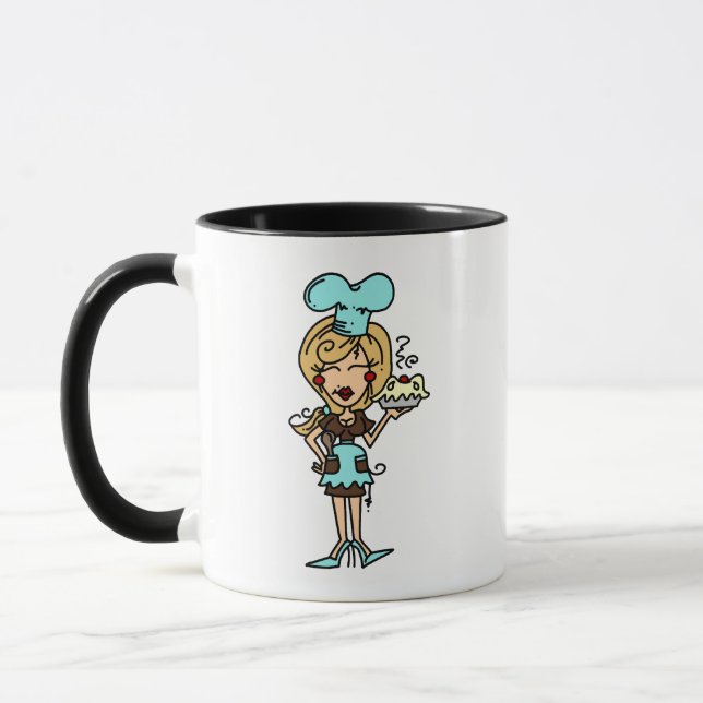 Mug Chef pâtisserie féminine - T-shirts blonds et cade (Gauche)