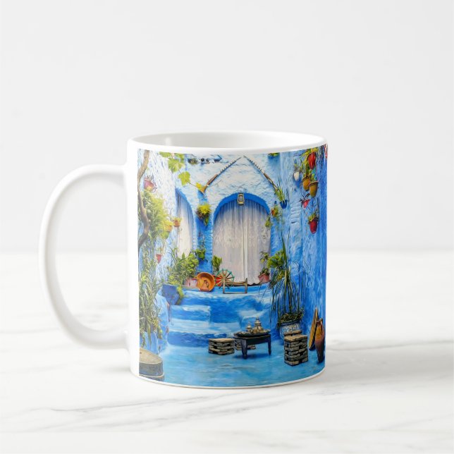 Mug Chefchaouen Blue City Maroc Peinture Bohème (Gauche)