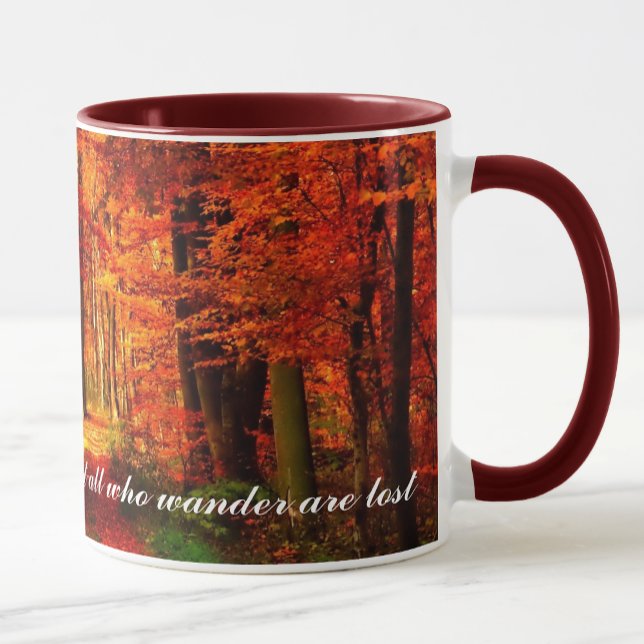 Mug Chemin d'automne Feuilles de texte personnalisé Ca (Créateur téléchargé)