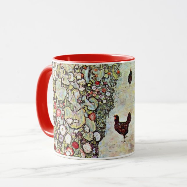 Mug Chemin de jardin avec poulets, Gustav Klimt, Art N (Devant gauche)