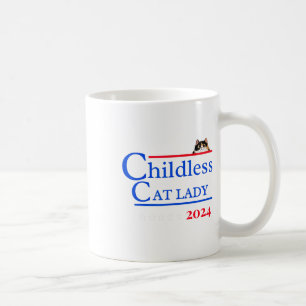 Mug Chemise 2024 Dame de chat sans enfants 2024 Vote K
