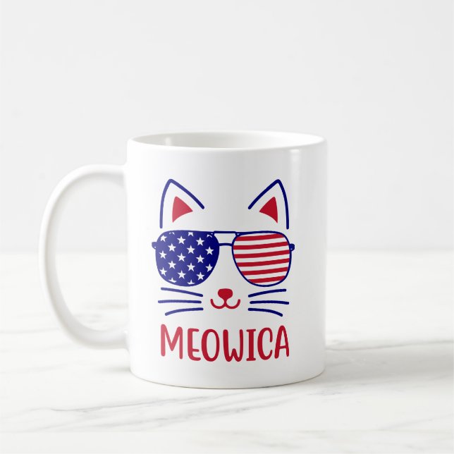Mug Chemise 4 juillet chat Meowica - Patriotic Cat Lov (Gauche)
