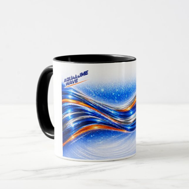 Mug Chemise Aqualume Wave – Flux Abstrait Bleu Orange  (Devant gauche)
