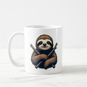 Mug Chemise avec gravure d'emblème de paresseux vintag