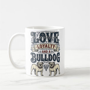 Mug Chemise d'amour Bulldog Gravure vintage Citation d