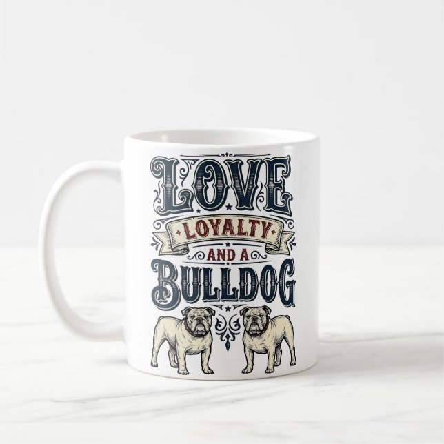 Mug Chemise d'amour Bulldog Gravure vintage Citation d (Gauche)