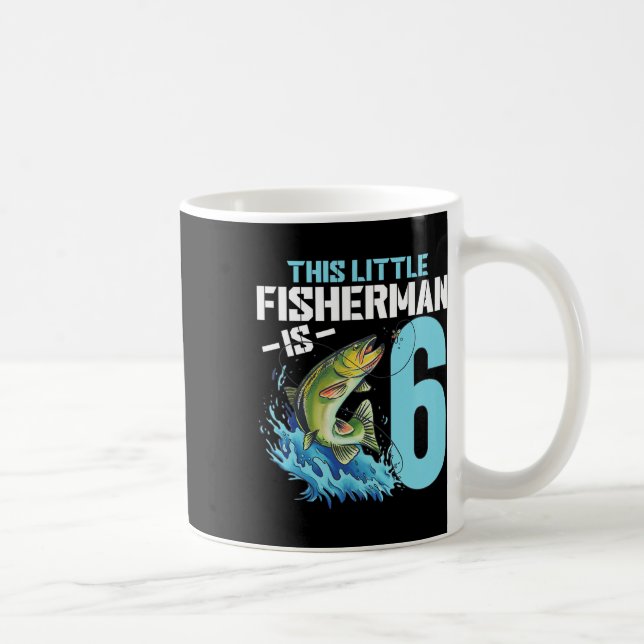 Mug Chemise d'anniversaire de pêche pour garçons de 6  (Droite)