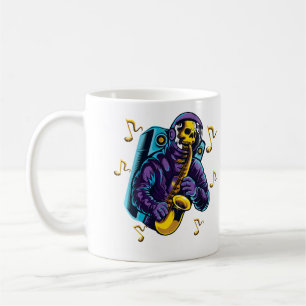 Mug Chemise d'astronaute Crâne Jouant du Saxophone Dan